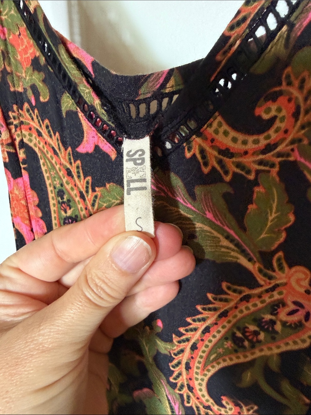 Spell Black Maxi Dress with Pink & Green Floral Print - Picture 2 of 5